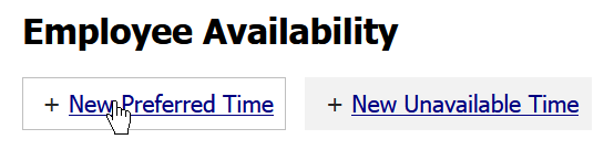 Add new preferred or unavailable time