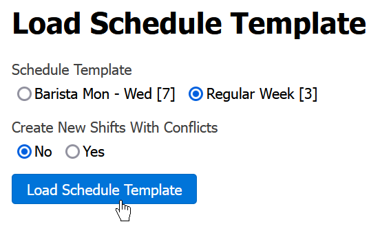Load shifts from schedule template