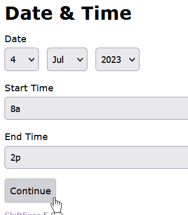 Change shift date and time with the edit form