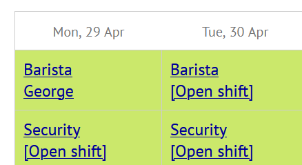 Default shift color