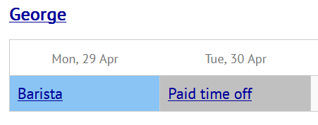 Select start and end time to filter time off list